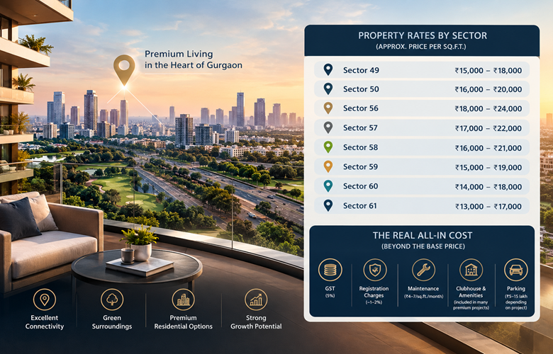 Golf Course Extension Road Property Rates 2026 | Price per Sq.Ft.